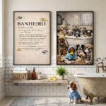 Kit 2 Quadros Banheiro Cachorrinhos Definição
