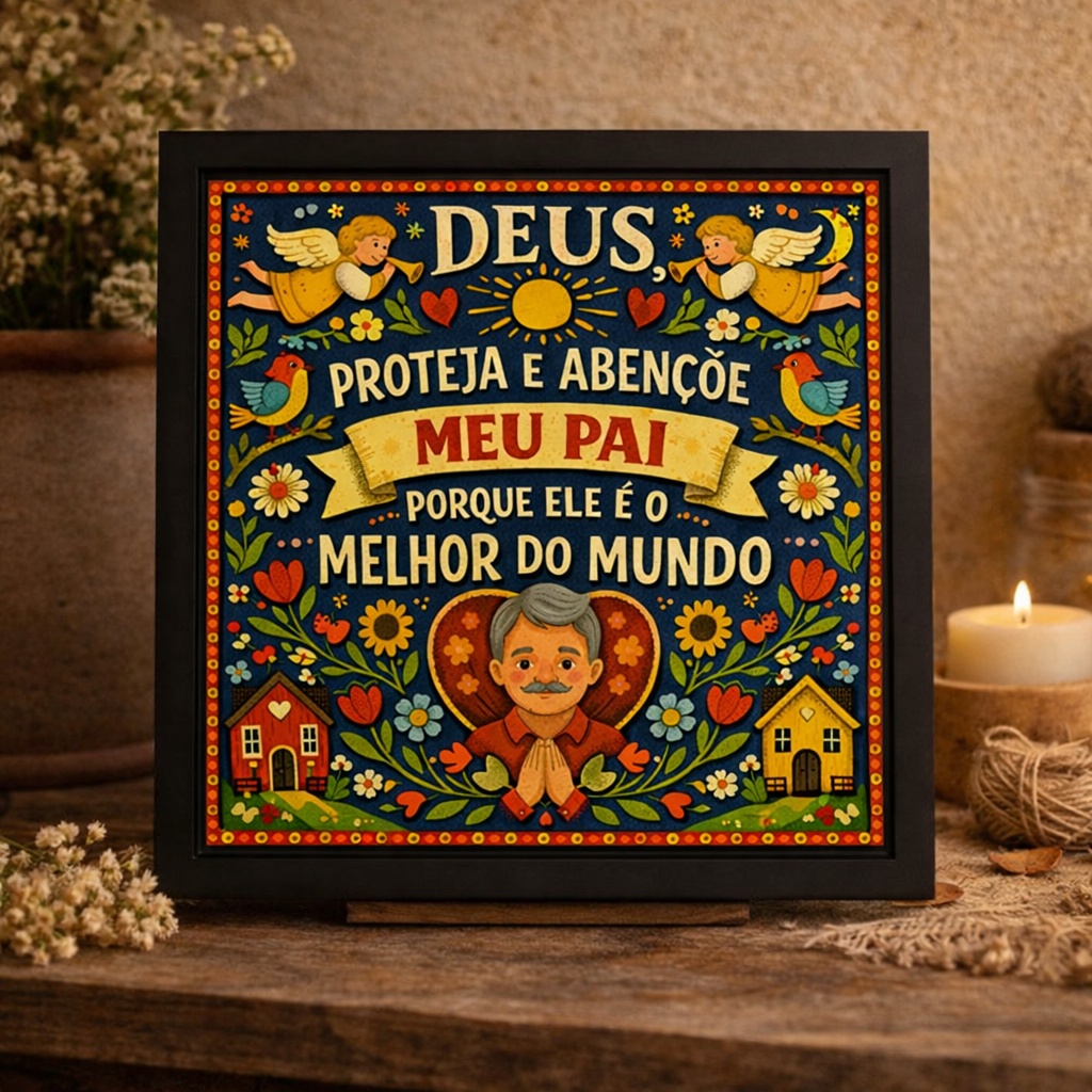 Quadro Benção Para Meu Pai Amado - 33x33 Cm