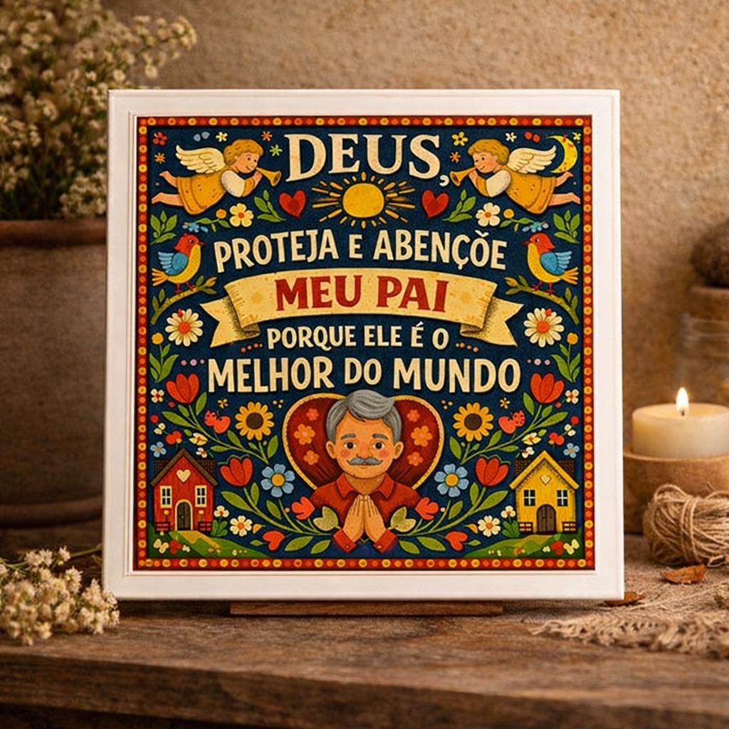 Quadro Benção Para Meu Pai Amado - 33x33 Cm