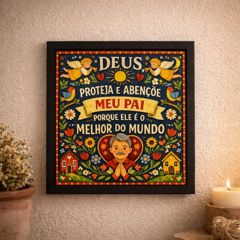 Quadro Benção Para Meu Pai Amado - 33x33 Cm