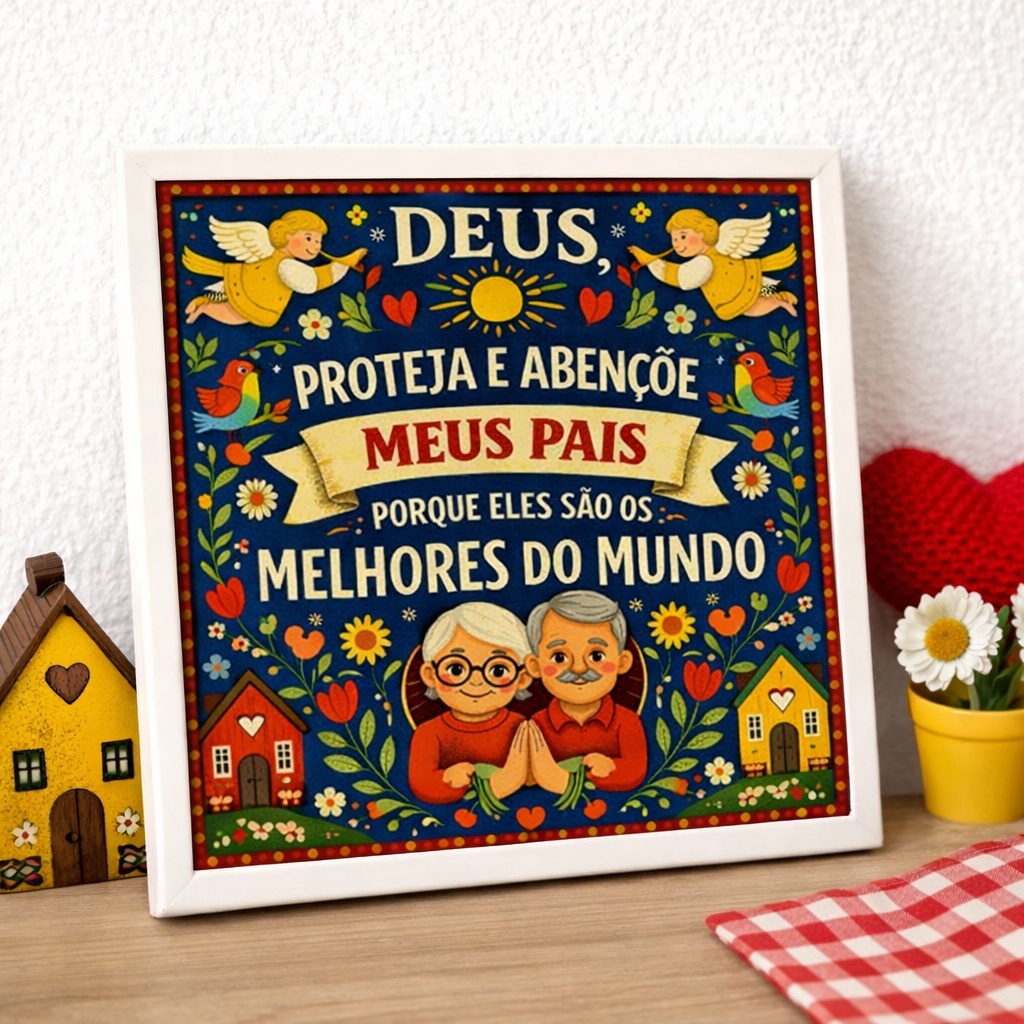 Quadro Benção Para Meus Pais - 33x33 Cm