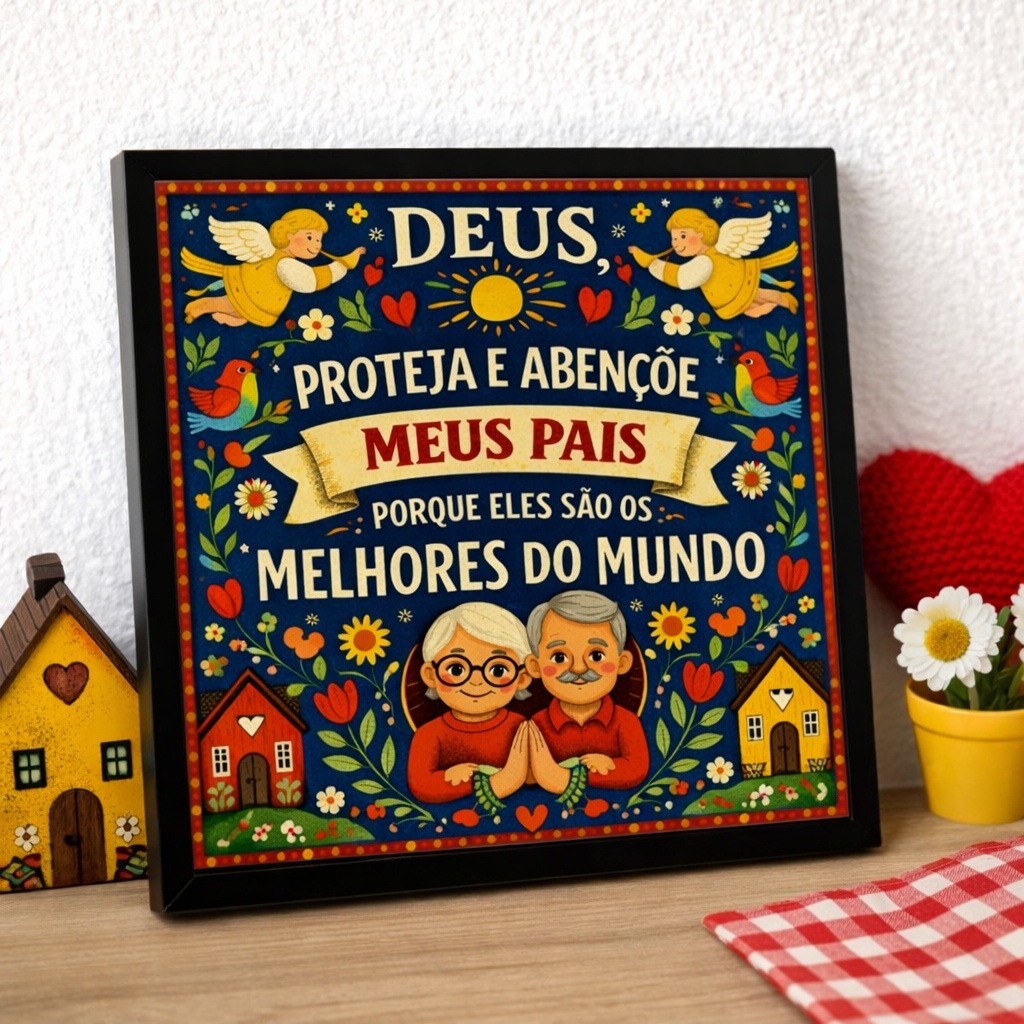 Quadro Benção Para Meus Pais - 33x33 Cm