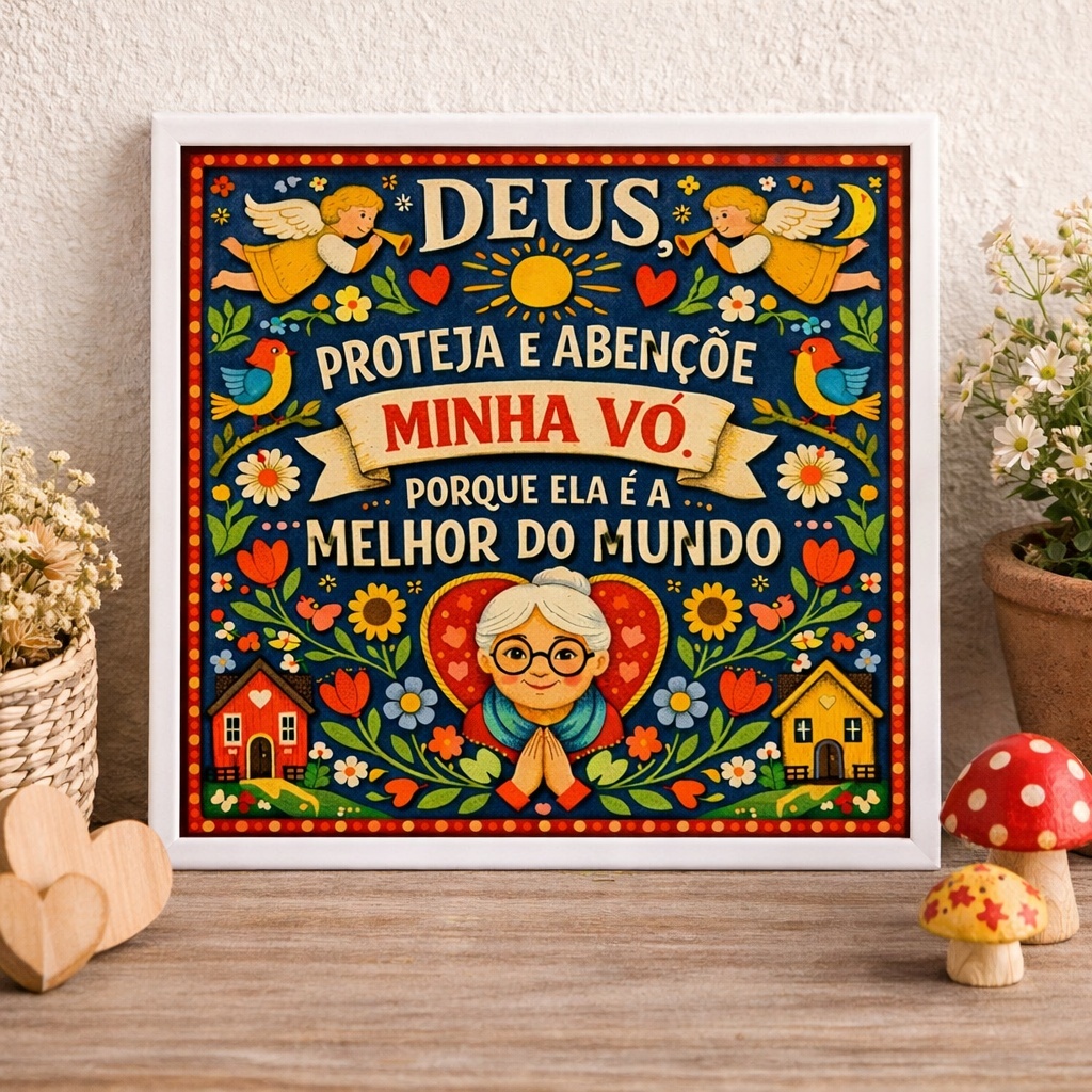 Quadro Benção Para Minha Vó Querida - 33x33 Cm