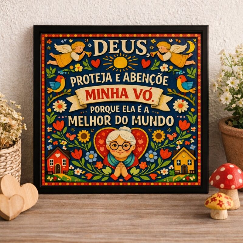 Quadro Benção Para Minha Vó Querida - 33x33 Cm