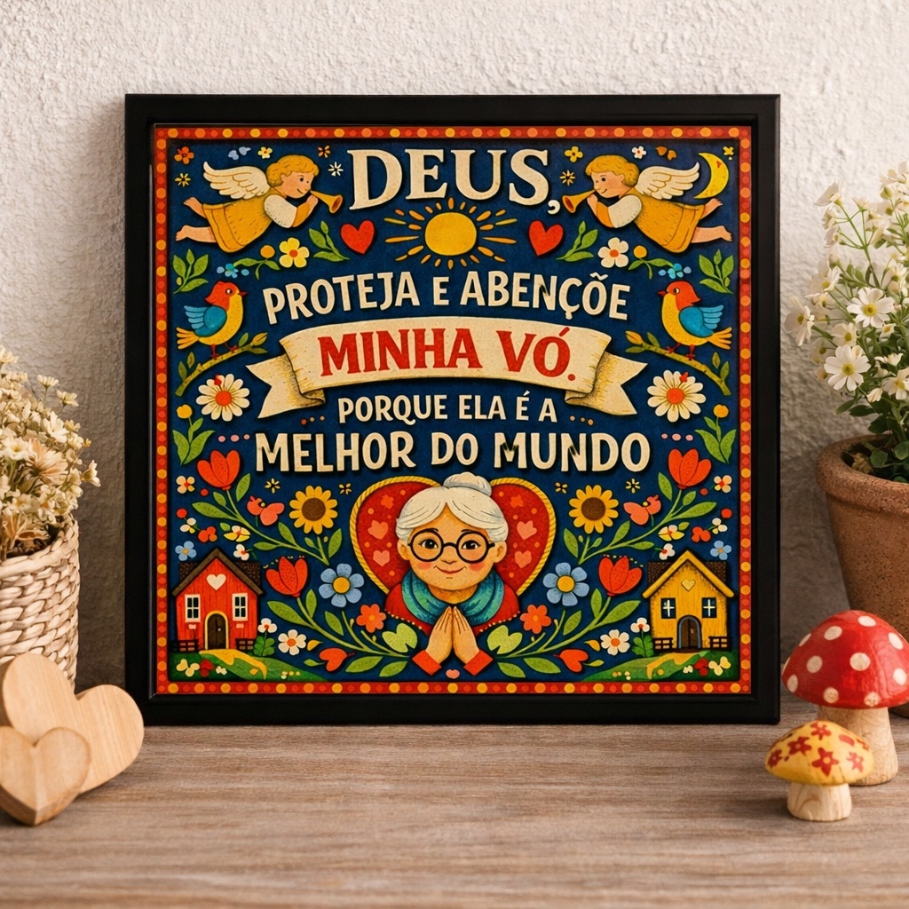Quadro Benção Para Minha Vó Querida - 33x33 Cm