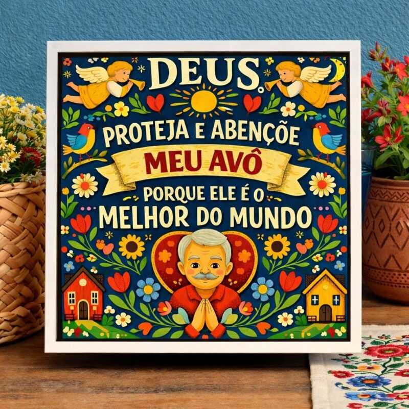 Quadro Bençãos Para Meu Avô - 33x33 Cm