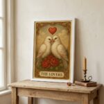 Quadro Carta Tarot The Lovers - Pombinhos