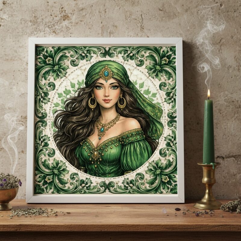 Quadro Cigana Esmeralda - 33x33 Cm
