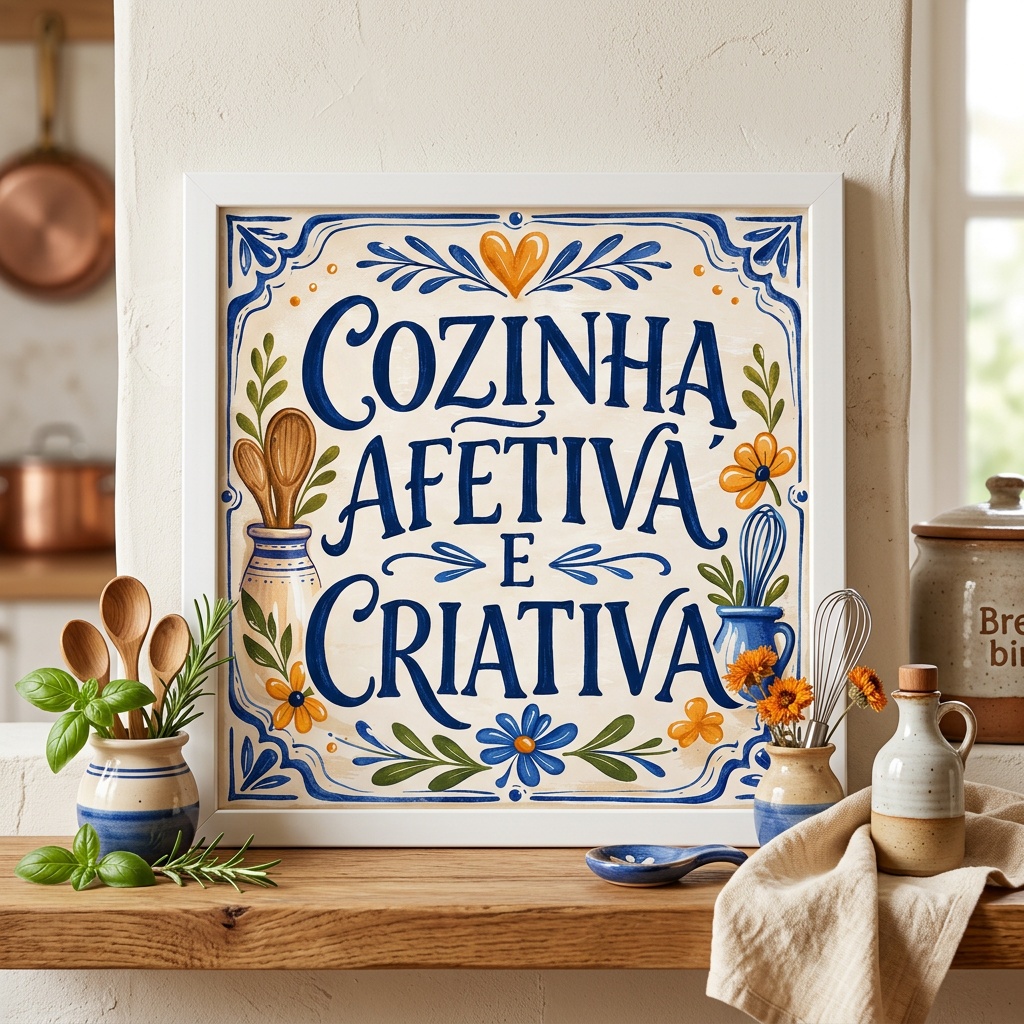 Quadro Cozinha Afetiva e Criativa - 33x33 Cm