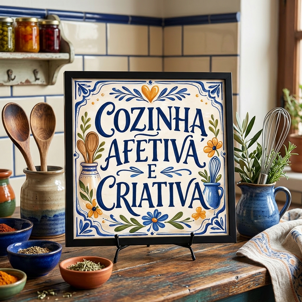 Quadro Cozinha Afetiva e Criativa - 33x33 Cm