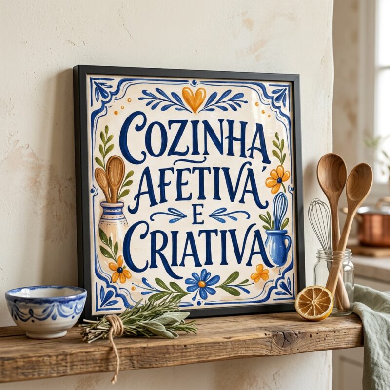Quadro Cozinha Afetiva e Criativa - 33x33 Cm