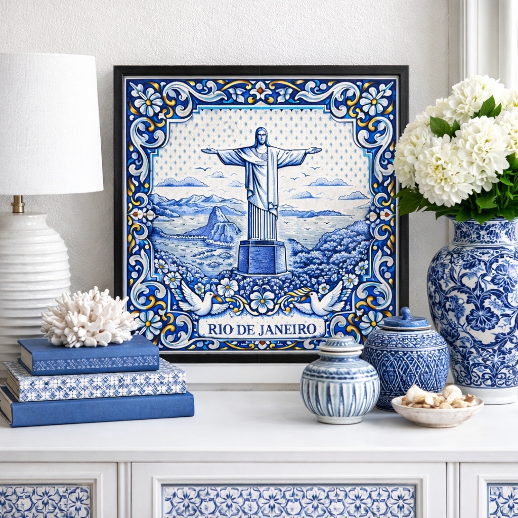 Quadro Cristo Redentor Rio de Janeiro - 33x33 Cm