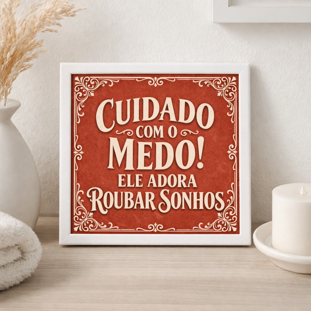 Quadro Cuidado Com o Medo- 33x33 Cm