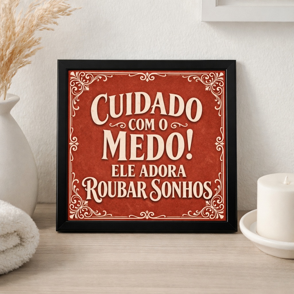 Quadro Cuidado Com o Medo- 33x33 Cm