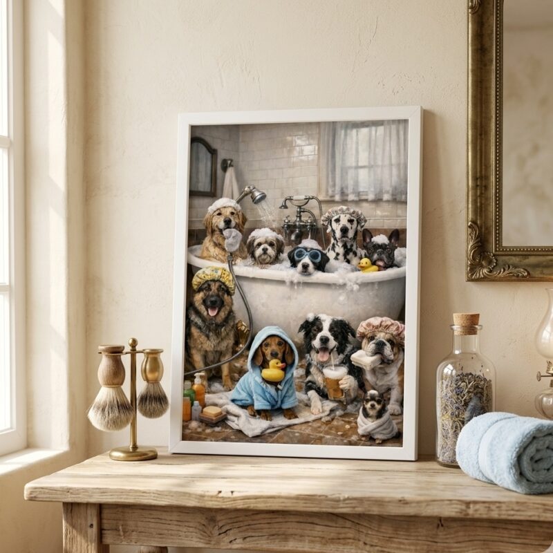 Quadro Decorativo Banheiro Cachorrinhos