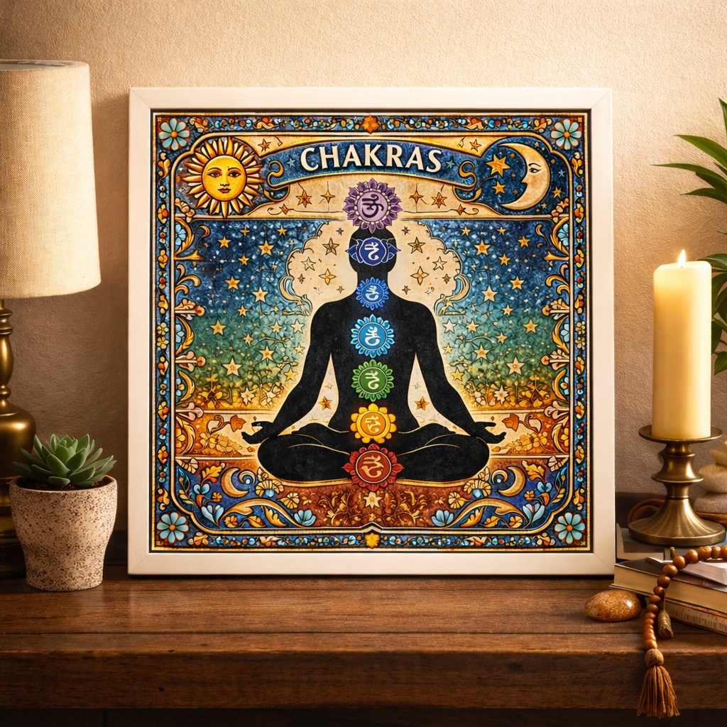 Quadro Decorativo Chakras - 33x33 Cm
