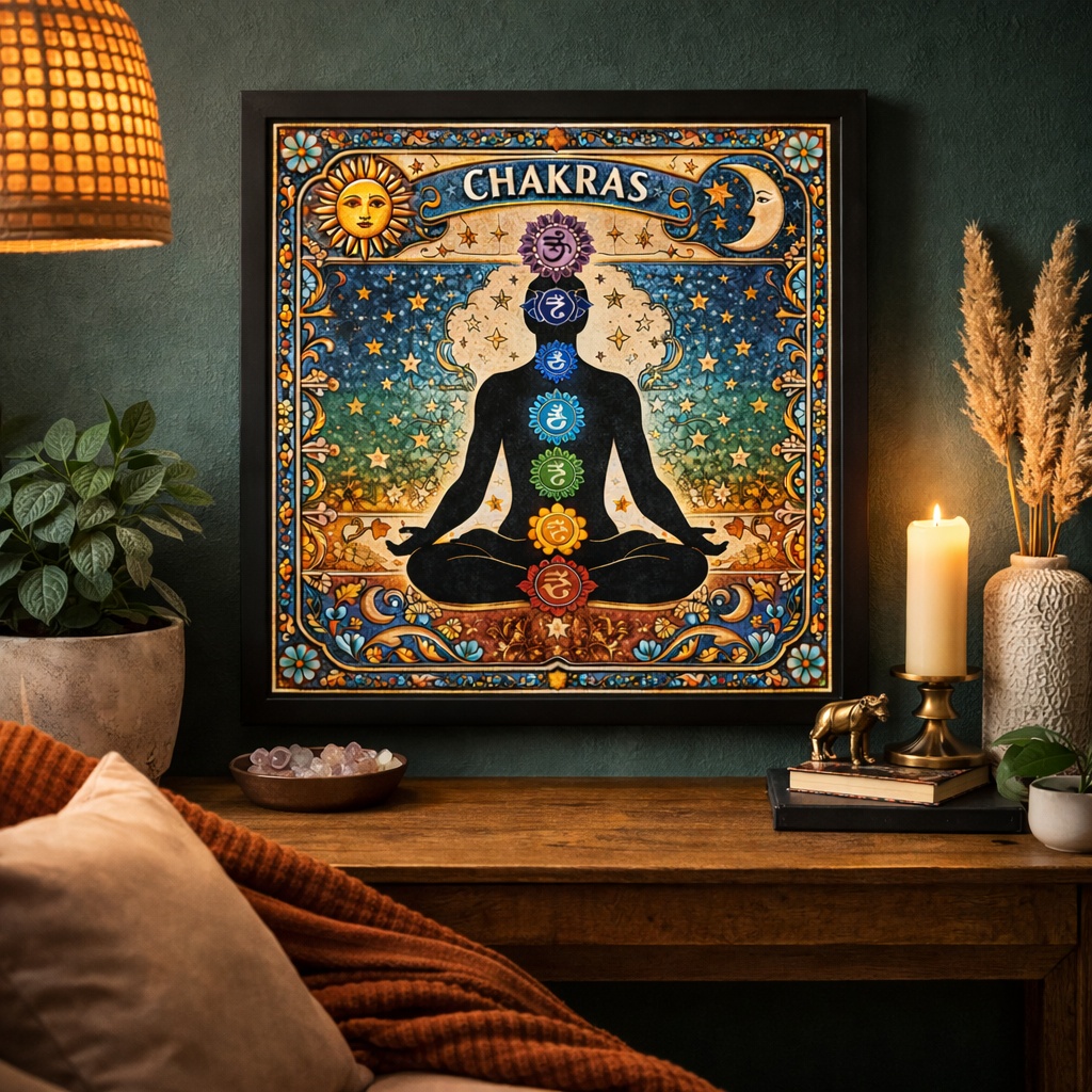 Quadro Decorativo Chakras - 33x33 Cm