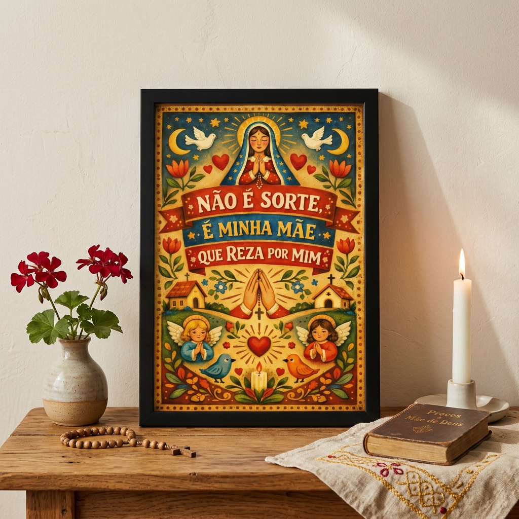 Quadro Decorativo Religioso Reza de Mãe