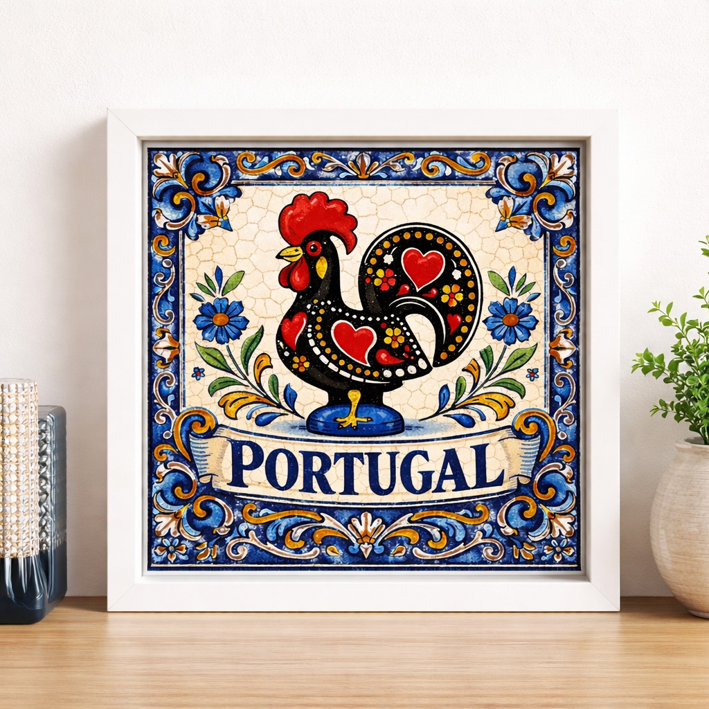 Quadro Galo de Barcelos Portugal - 33x33 Cm