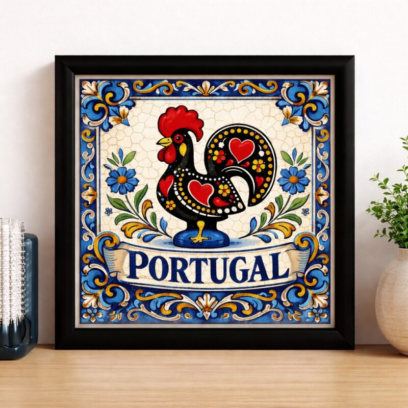 Quadro Galo de Barcelos Portugal - 33x33 Cm