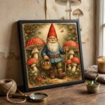 Quadro Gnomo Vintage - 33x33 Cm