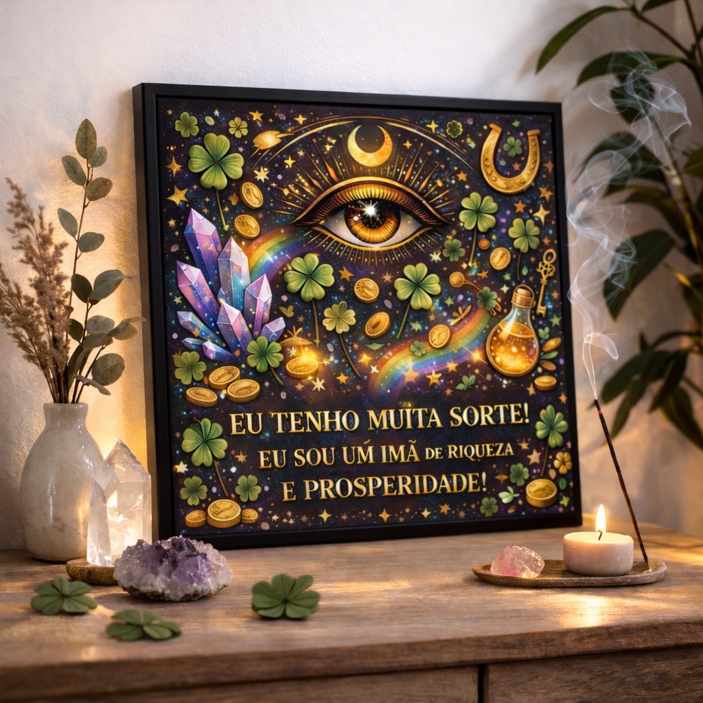 Quadro Lei Atração Sorte - 33x33 Cm