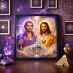Quadro Mestre San Germain e Jesus Cristo - 33x33 Cm
