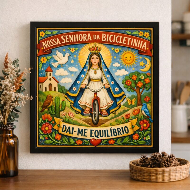 Quadro Nossa Senhora Da Bicicletinha - 33x33 Cm