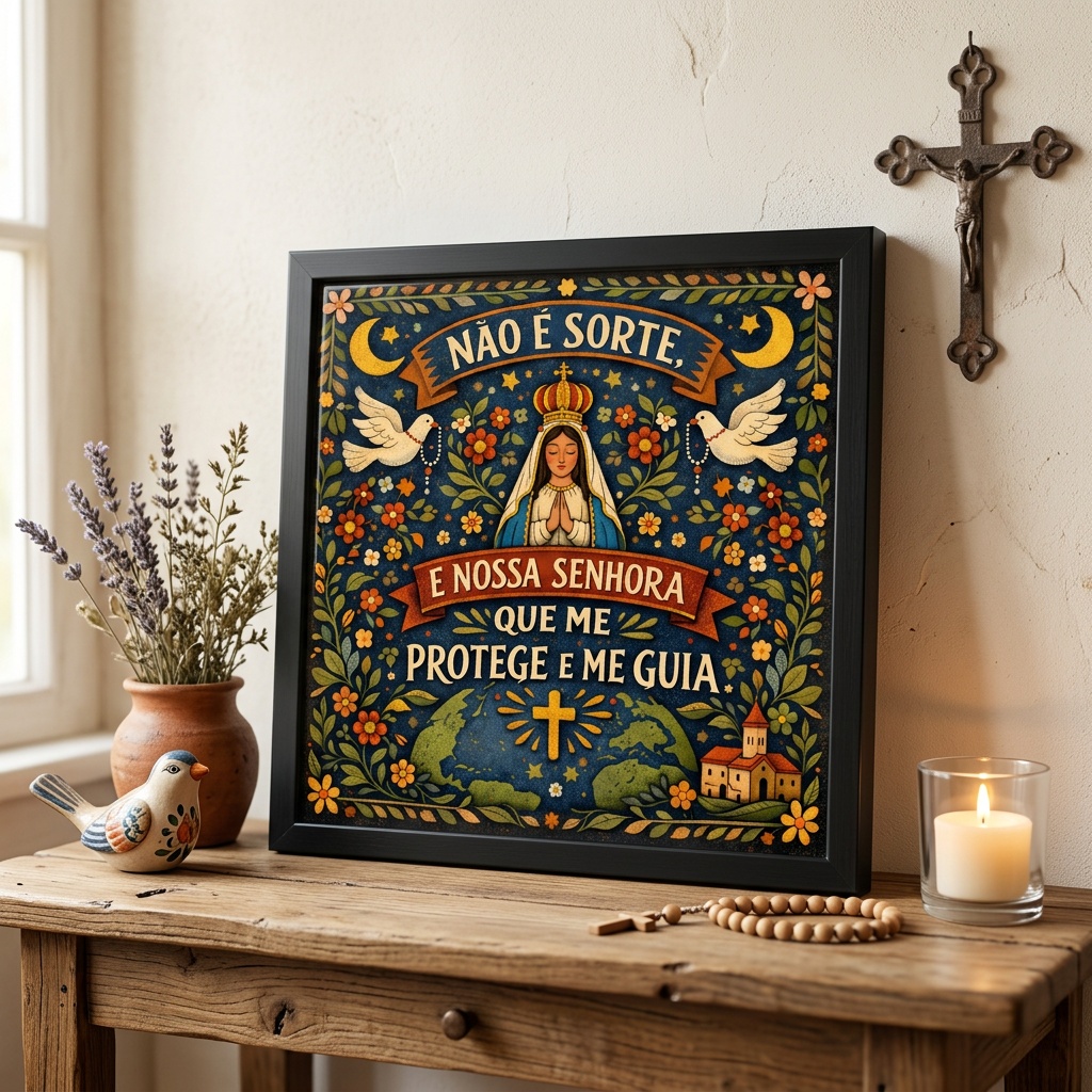 Quadro Nossa Senhora Fé e Proteção - 33x33 Cm