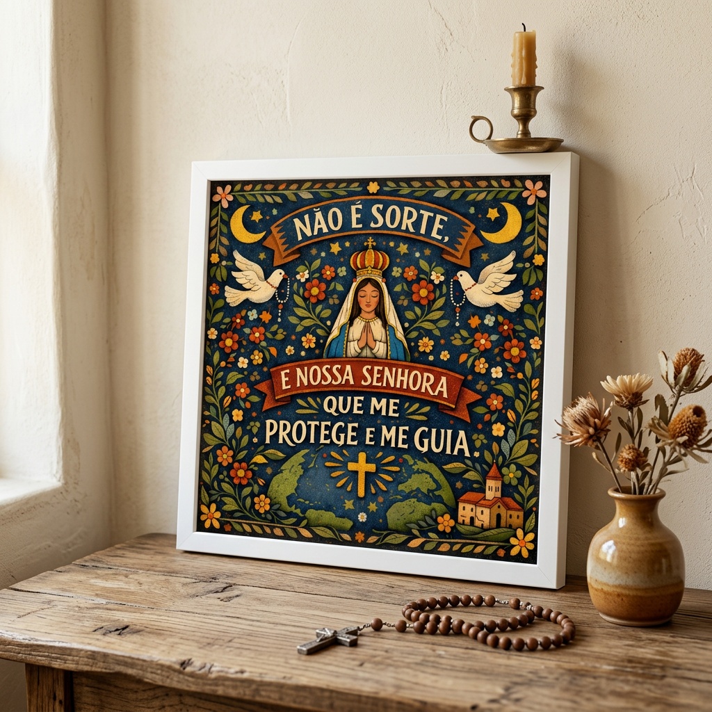 Quadro Nossa Senhora Fé e Proteção - 33x33 Cm