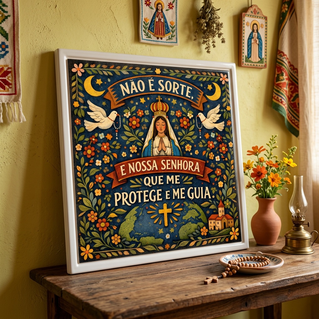 Quadro Nossa Senhora Fé e Proteção - 33x33 Cm