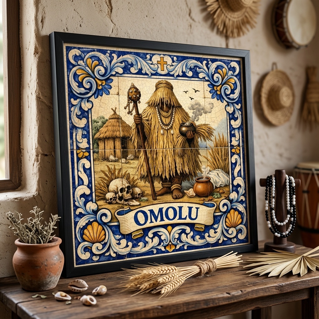 Quadro Orixá Omolu - 33x33 Cm