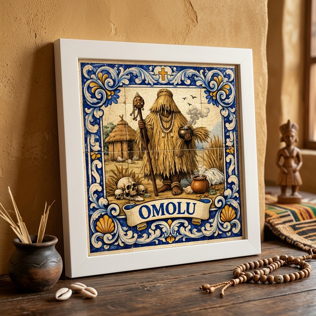 Quadro Orixá Omolu - 33x33 Cm