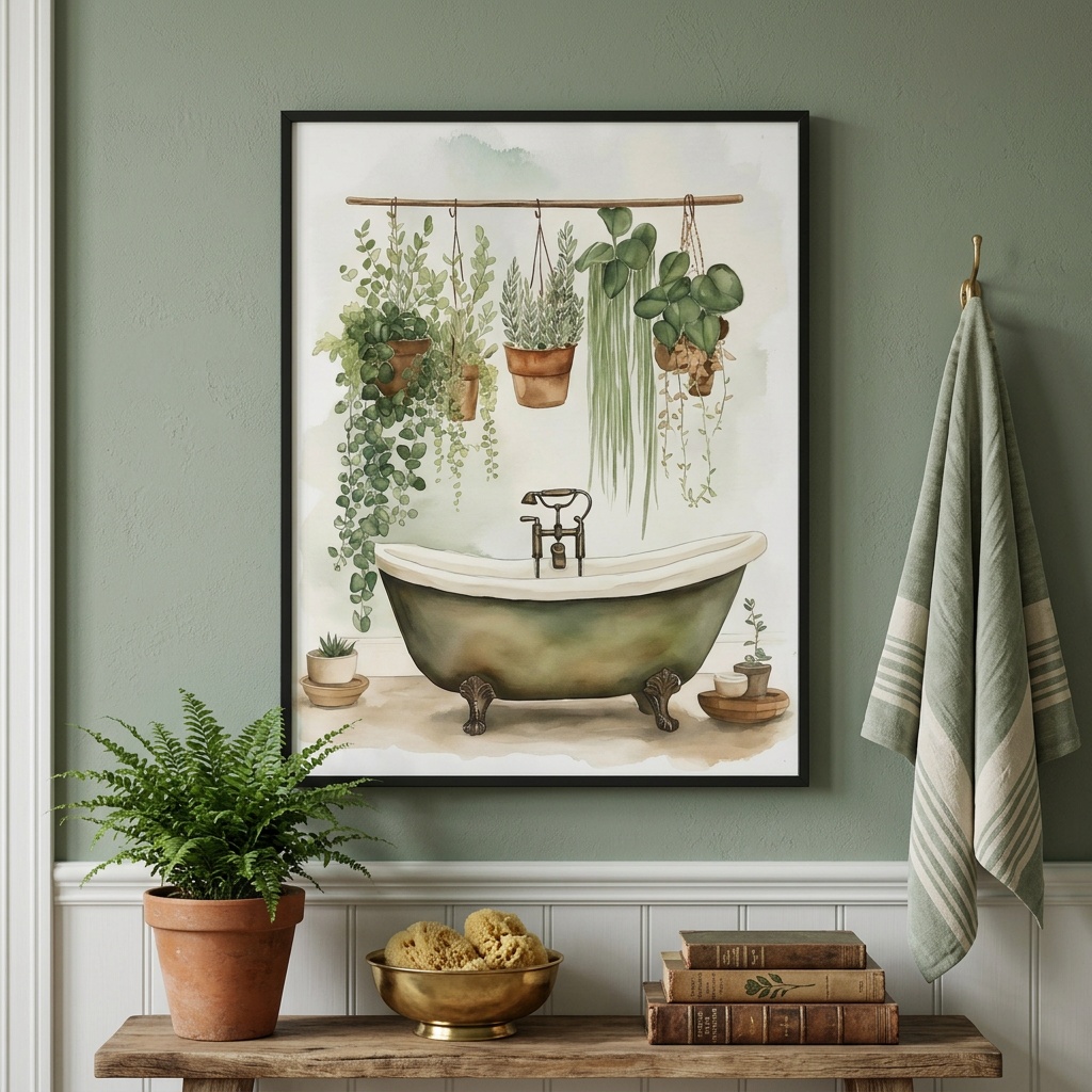 Quadro Para Banheiro Plantinhas - 50x70 Cm