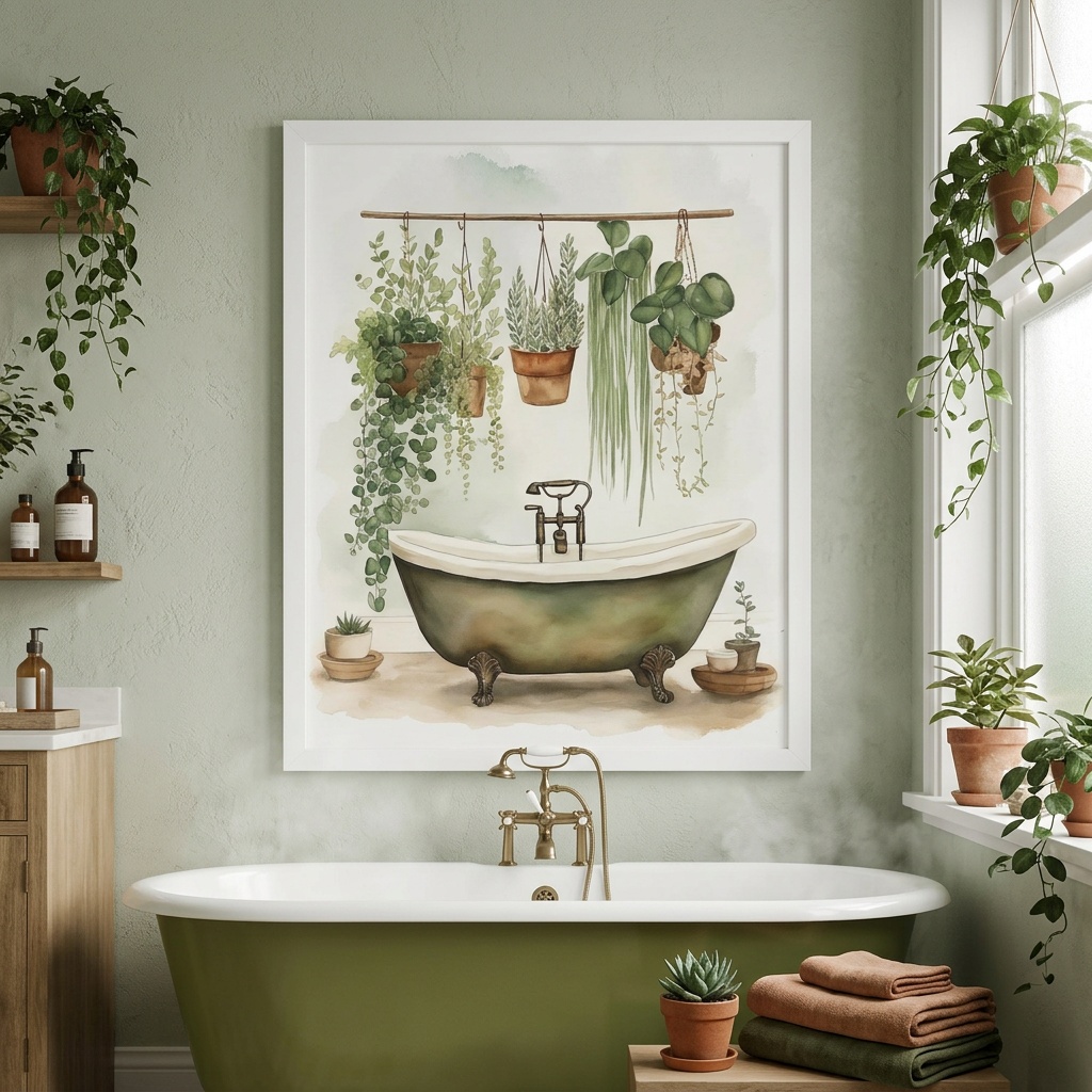 Quadro Para Banheiro Plantinhas - 50x70 Cm