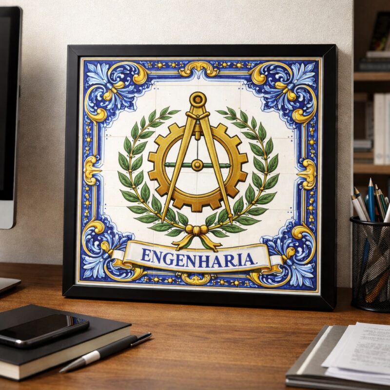 Quadro Símbolo Engenharia - 33x33 Cm