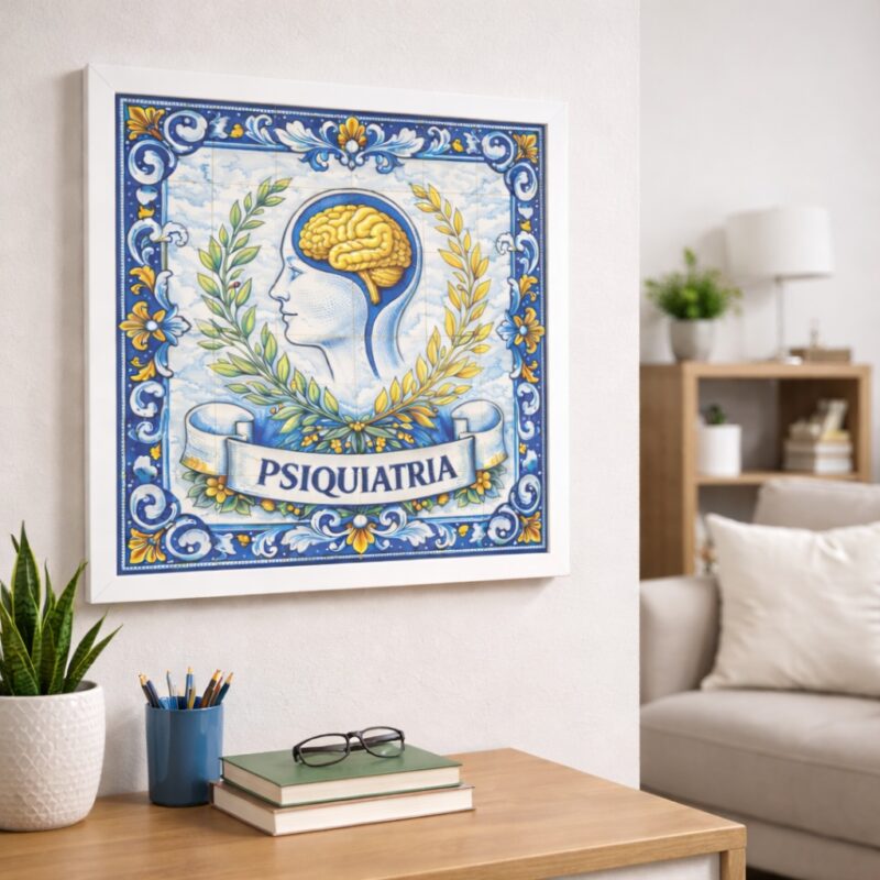 Quadro Símbolo Psiquiatria - 33x33 Cm