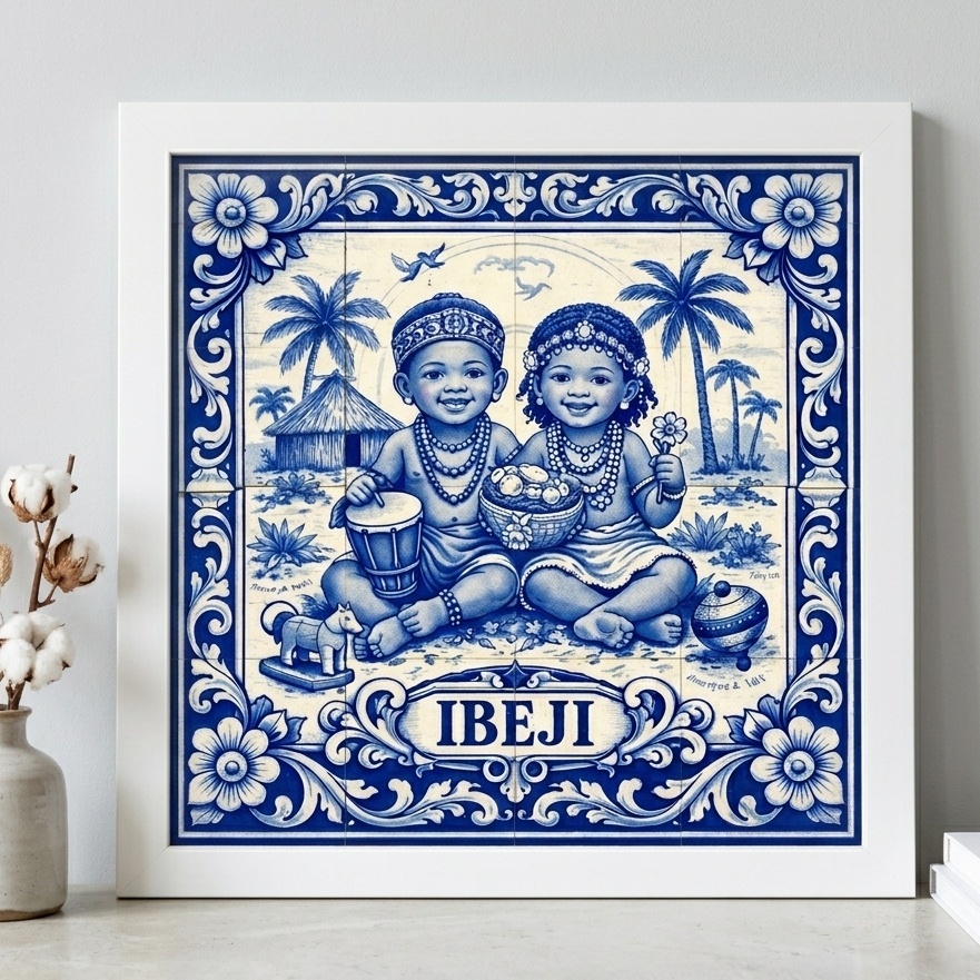 Quadro Umbanda Candomblé Ibeji - 33x33 Cm
