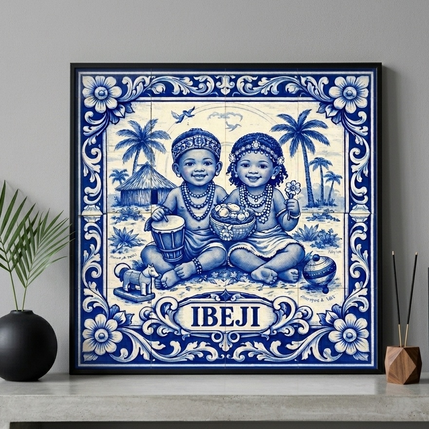 Quadro Umbanda Candomblé Ibeji - 33x33 Cm