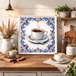 Quadro Xícara de Café Vintage - 33x33 Cm