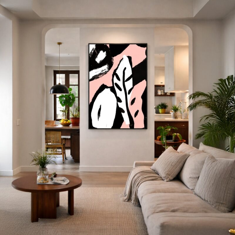 Quadro Canvas Abstrata Botânica Rosa