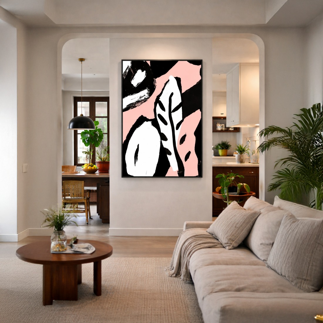 Quadro Canvas Abstrata Botânica Rosa