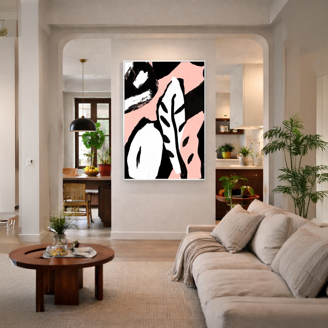 Quadro Canvas Abstrata Botânica Rosa