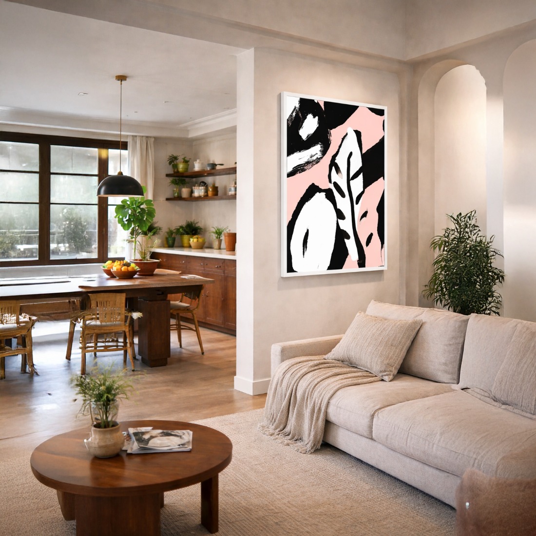 Quadro Canvas Abstrata Botânica Rosa