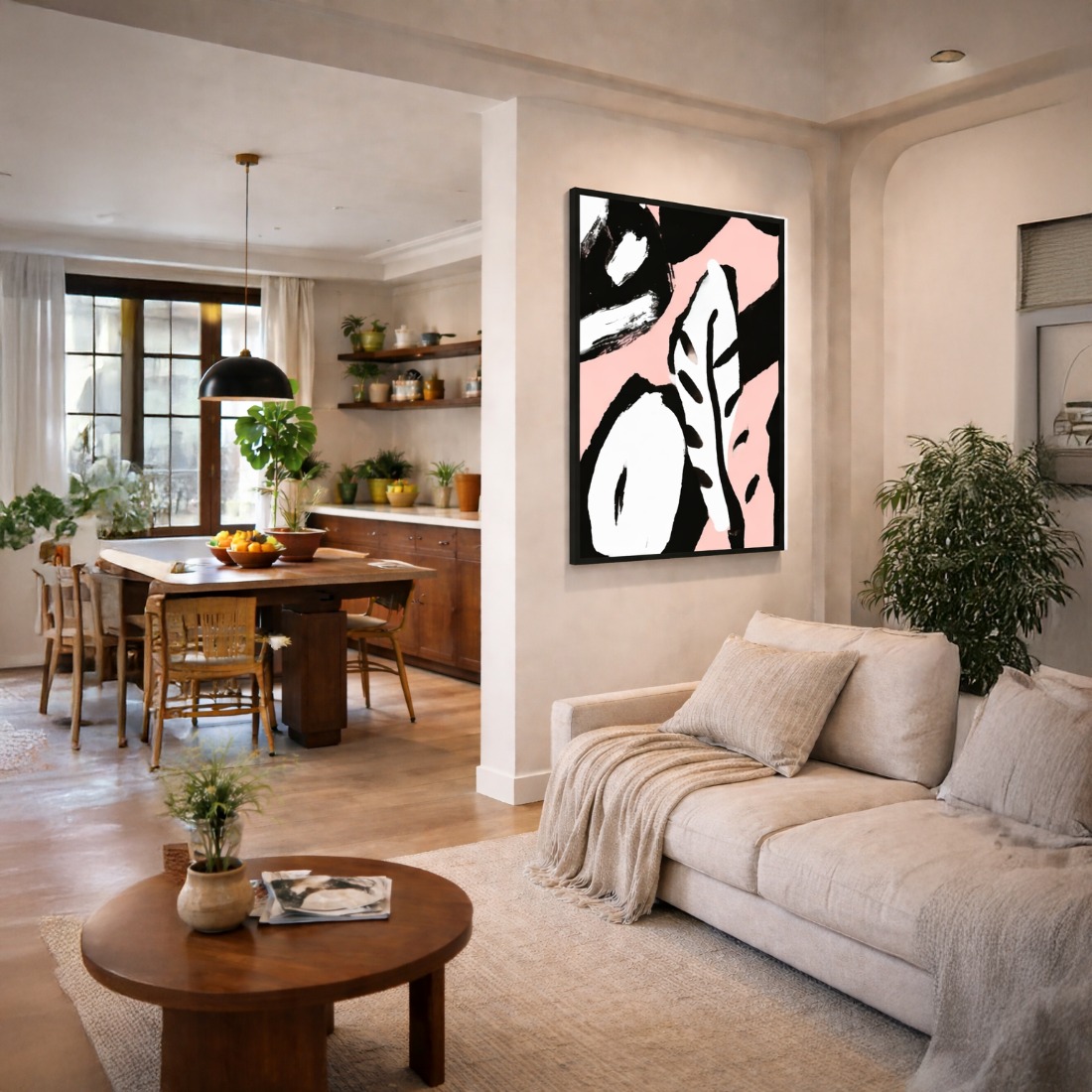 Quadro Canvas Abstrata Botânica Rosa