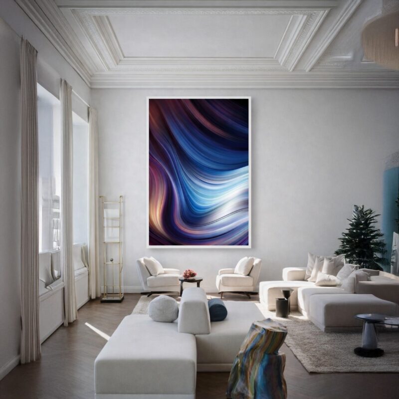 Quadro Canvas Abstrata Ondas Neon