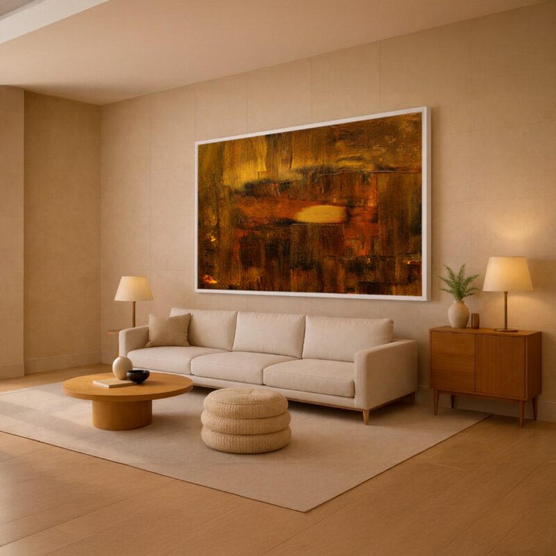 Quadro Canvas Abstrato Âmbar Marrom Queimado