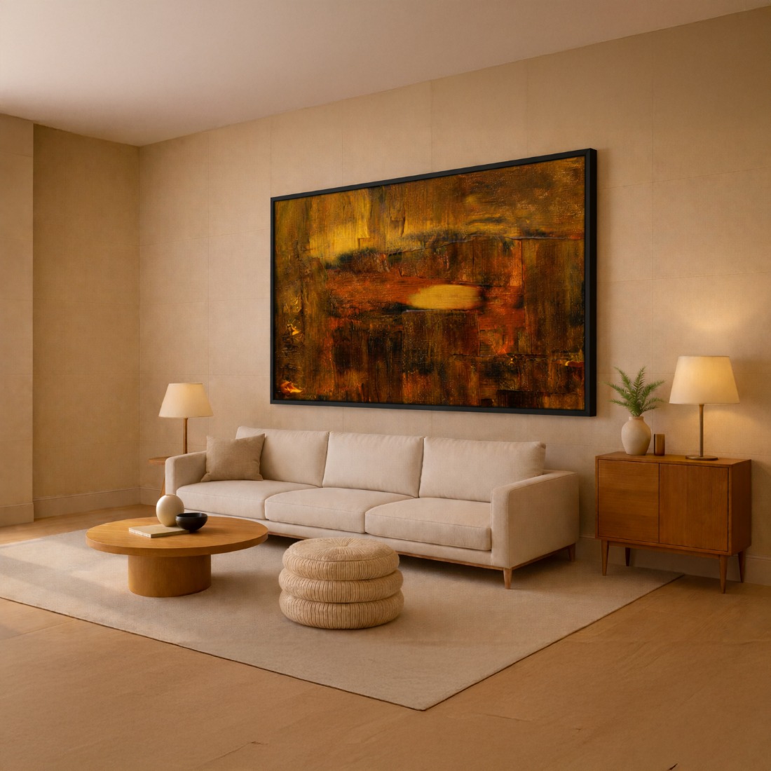 Quadro Canvas Abstrato Âmbar Marrom Queimado