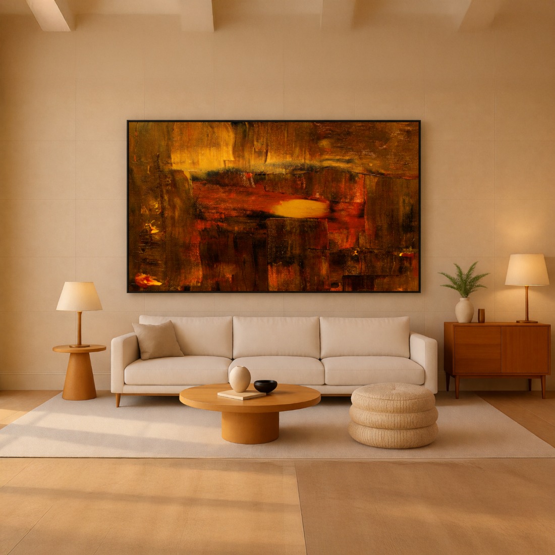Quadro Canvas Abstrato Âmbar Marrom Queimado