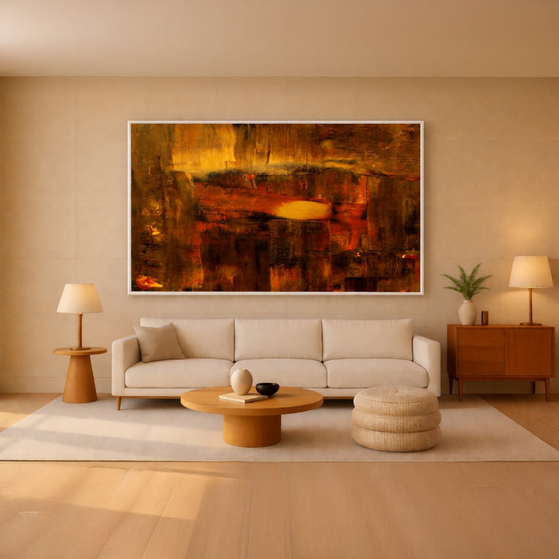 Quadro Canvas Abstrato Âmbar Marrom Queimado
